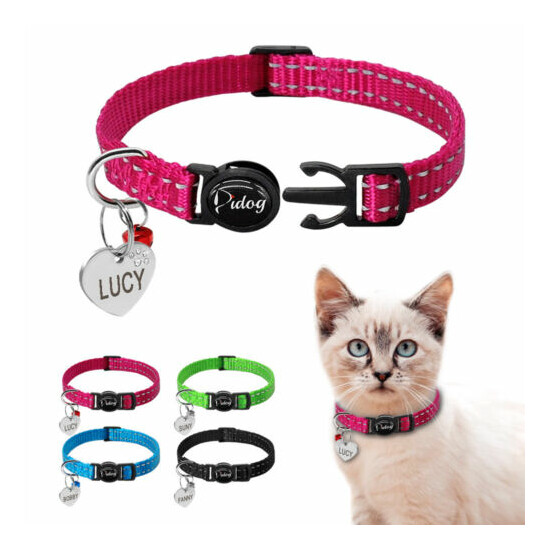Safety Reflective Personalized Breakaway Cat Collars Quick Release Kitten Collar image {1}