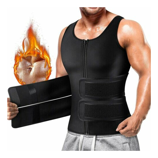 Men's Neoprene Weight Loss Sauna Sweat Vest Waist Trainer Tank Shaper Workout US image {34}