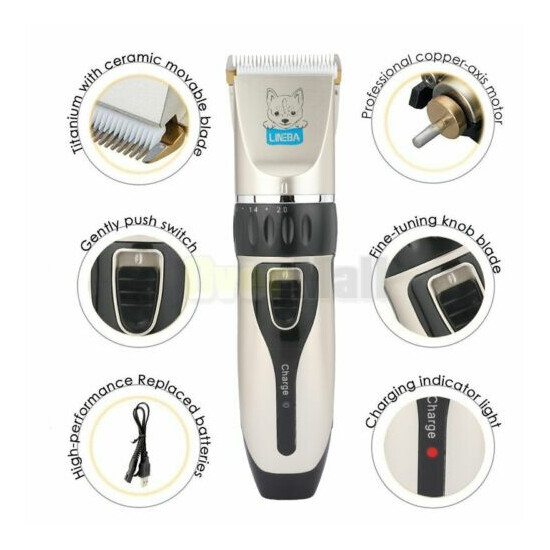 Low Noise Electric Cordless Cat Grooming Trimming Kit Pet Dog Shave Clipper Hair image {4}