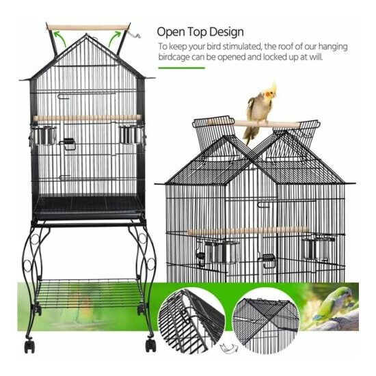 57'' Open Top Bird Cage Double Roof Top Parakeet Cage for Medium Small Parrots  image {4}