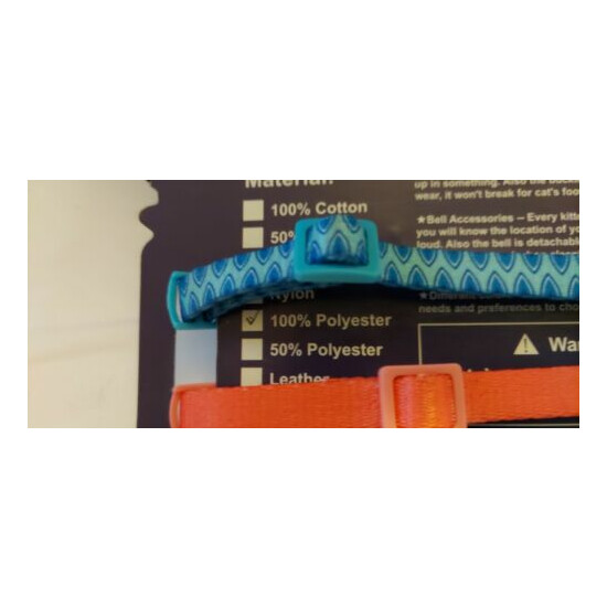 Cat Collars, Break Away for safety, Set of Two. Small Bell on each. Polyester.  image {3}