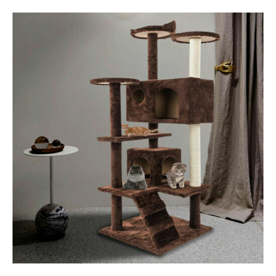 52" Pet Cat Tree Tower Activity Center Large Playing House Scratching Post Condo image {4}