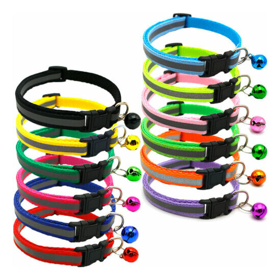 Cat Dog Collar Reflective Breakaway with Bell Colorful Kitten Puppy Pet Supplies image {4}