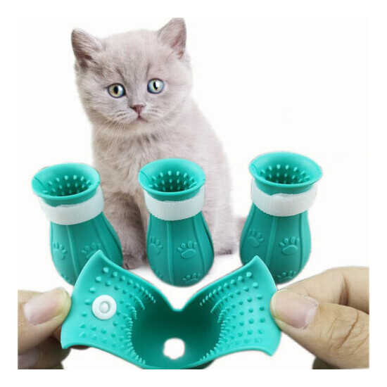 Cat foot cover pet anti-scratch and bite silicone cover pet bath paw co~Z7 image {1}