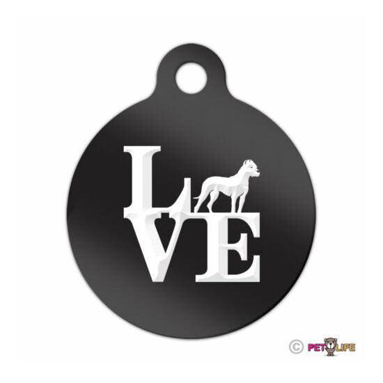 Love Dogo Argentino Engraved Keychain Round Tag w/tab park v2 Many Colors image {1}
