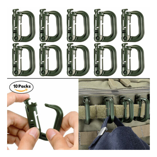 10 Pcs Multipurpose D-Ring Grimloc Locking for Molle Webbing with Zippered Pouch image {16}