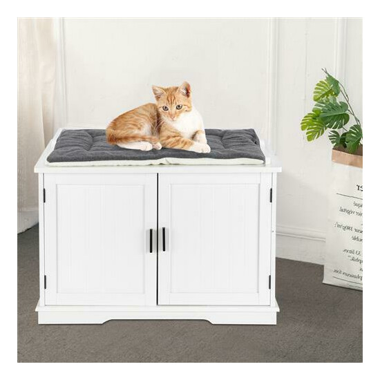 2-in-1 Cat Hidden Litter Box Washroom Storage Bench Home Decor image {1}