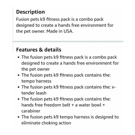 Fusion Pets K9 Hands Free Fitness Pack 10 to 30 Pound NEW  image {4}