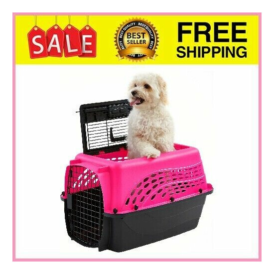 2 Door Top Load Plastic Dog Cat Kennel Pet Travel Carrier Crate 24 Inch Length image {1}