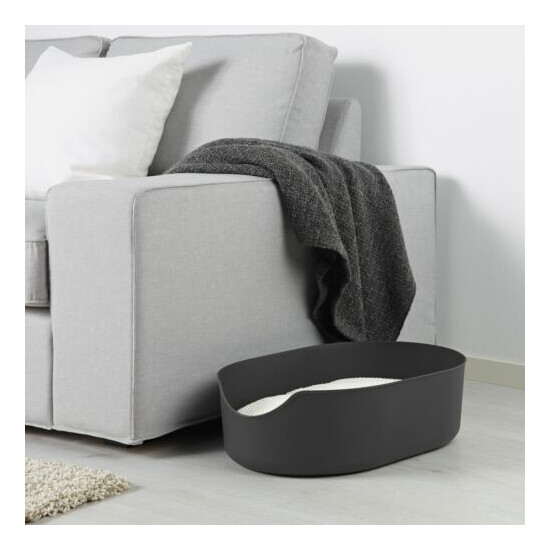 IKEA LURVIG Cat Litter Box Tray Modern Black Oval Design 14.5x20x6 FREE SHIPPING image {4}