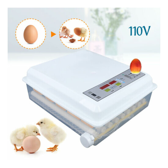 US Automatic 64 Digital Egg Incubator Hatcher 110v & 12V Temperature Control image {1}