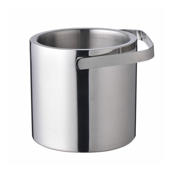 1.3L Stainless Steel Ice Bucket Ice Cube Container Double-walled Insulation  image {7}