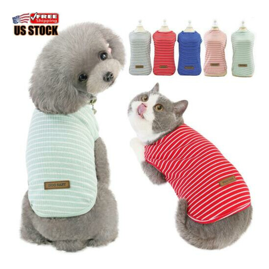 Pet Dog Cat Cute Casual Stripe T-shirt Clothes Vest Coat Puppy Costumes Outfit image {1}