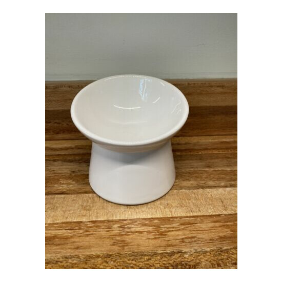 Small Ceramic Raised Cat Bowl Pet Bowl Feeding Food Or Water Tilted Elevated image {1}