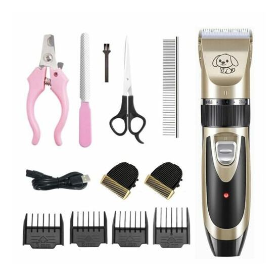 Dog Cat Pet Grooming Kit Rechargeable Cordless Electric Hair Clipper Trimmer Set image {2}