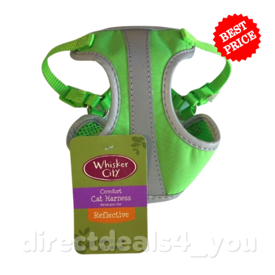 Whisker City Comfort Small Reflective Green Cat Harness 13''-16'' Pack of 10 image {2}