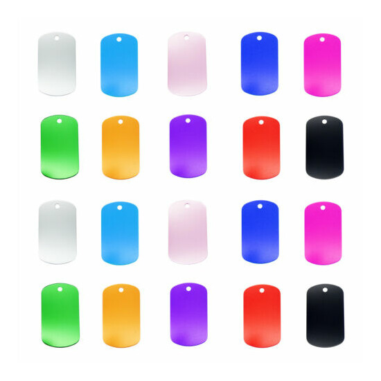 10 pcs Multi-colors Aluminum Collar Charms 50x29mm Rectangle ID Tags For Cat Dog image {1}