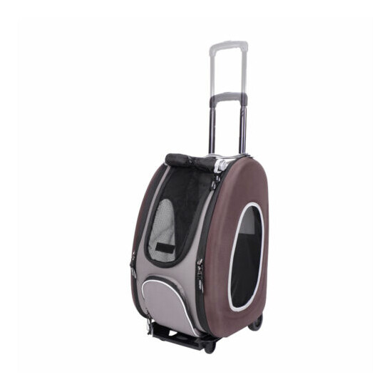Ibiyaya 5-in-1 Combo EVA Pet Cat or Dog Carrier/Stroller Backpack - Chocolate image {2}