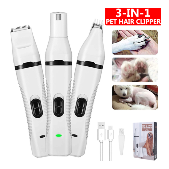 New Pet Dog Cat Hair Clipper Trimmer Nail Grinder Shaver Cordless Grooming Kits image {1}