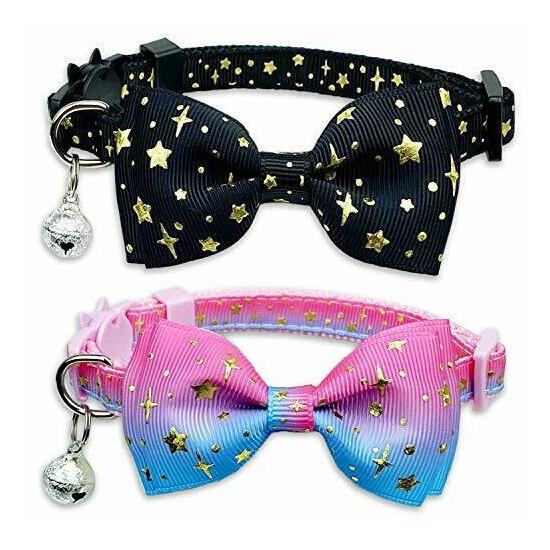 Pohshido 2 Pack Cat Collar with Bow Tie and Bell... image {1}