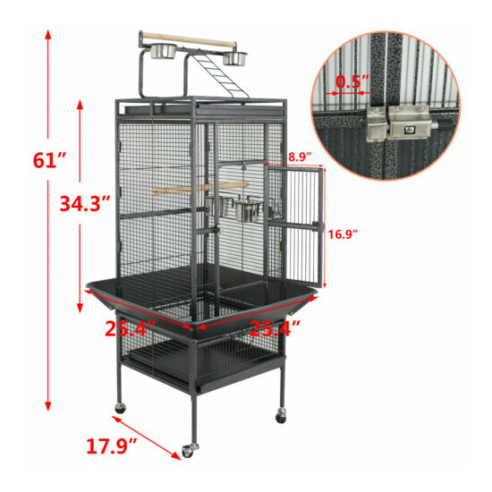 61" Large Bird Cage Top Play Power Coated Steel Best Pet House EZ USE Non Toxic image {1}