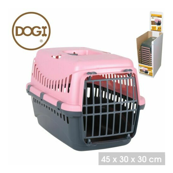 Plastic Pet Cat Dog Carrier Travel Basket Cage Outdoor Medium Pink Green Silver image {3}