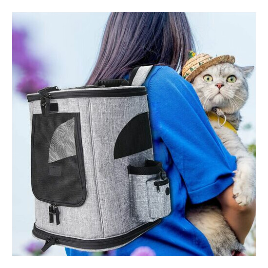Cat Puppies Dogs Pet Carrier Backpack Foldable Pet Travel Bag for Hiking Travel image {1}