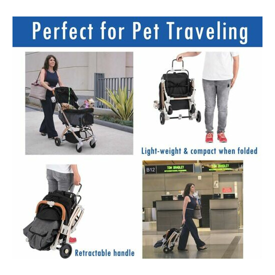 HPZ™ PET ROVER LITE Premium Light Travel Pet Stroller For Dogs & Cats - Black image {3}