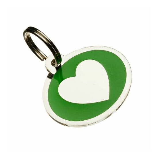 Laser Engraved Enamel & Stainless steel HEART CAT ID tags - 6 colour image {4}