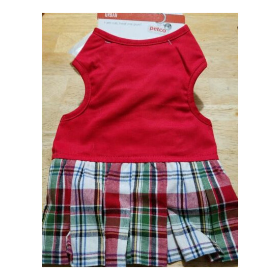 NEW PETCO CAT DOG RED PLAID DRESS PLEATED SKIRT COSTUME CLOTHES HOOK LOOP CLOSE image {1}