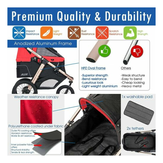 HPZ™ PET ROVER RUN Performance Jogging Sports Stroller for Dogs & Cats - Red image {3}