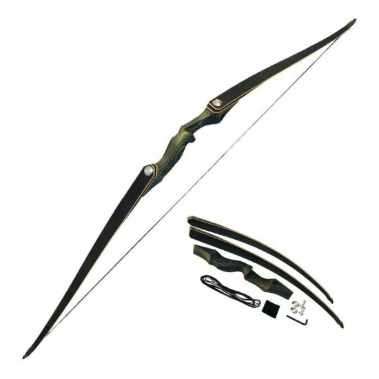 60" Longbow Arrow Set Takedown Archery Wooden Riser American Target Shoot Hunt Thumb {2}