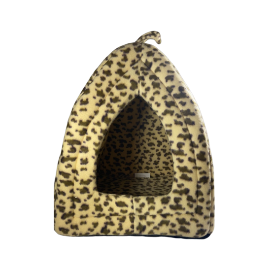 Pet Hut With Soft Fleece Cushion Leopard Print image {1}