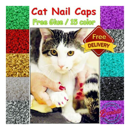 Pet Nail Caps 100pcs/Lot XS/S/M/L Soft Covers Claws Paws Colorful Tips Dogs Cats image {1}
