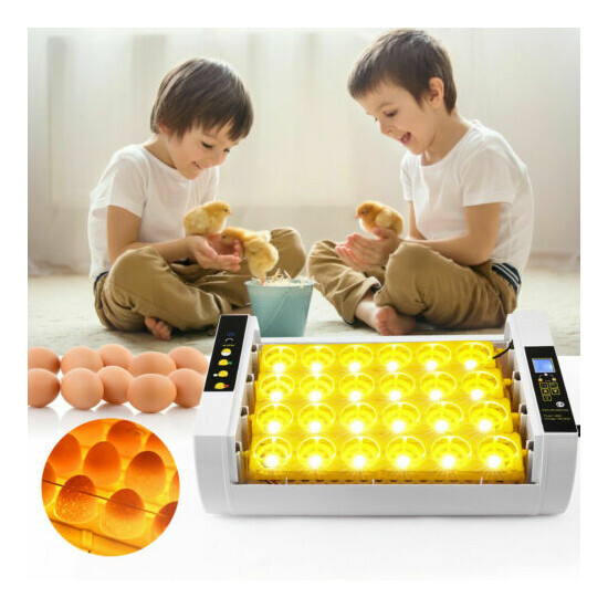 Egg Incubator 24 Eggs Automatic Digital LED Humidity Temperature Control Breeder image {1}