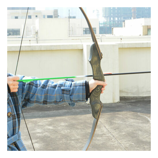 60" Takedown Recurve Bow Arrows Wooden 30-60lbs Archery Hunting Target Shooting image {10}