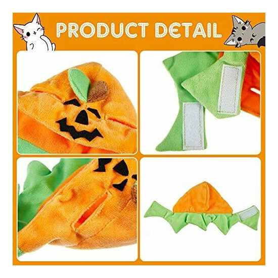Xuniea 2 Pieces Halloween Pumpkin Cat Hat Adjustable Pumpkin Cat Costumes Cut... image {4}