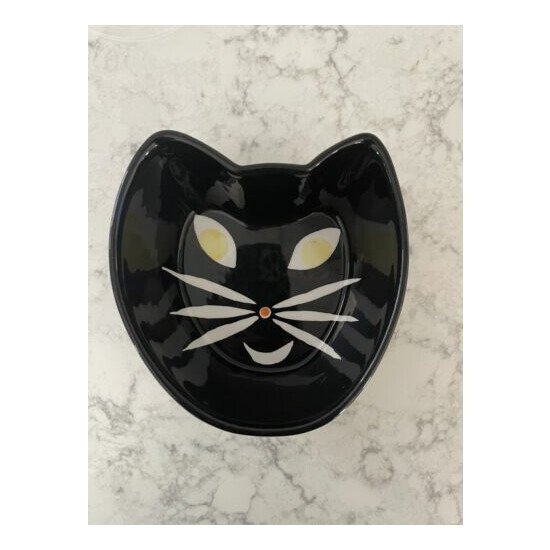Hausen Ware Cat Kitty Face Black Ceramic Bowl image {1}
