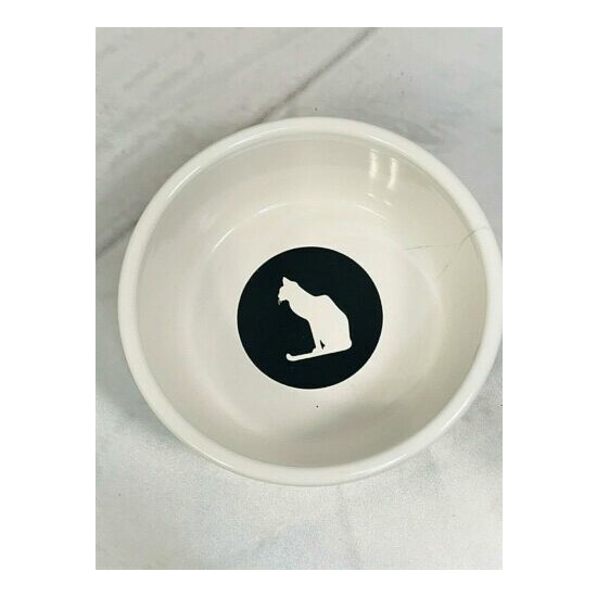Petco Set of 2 Cat Walk Black White Bowl Dish Ceramic 5" & Storage Box Cats 912 image {6}