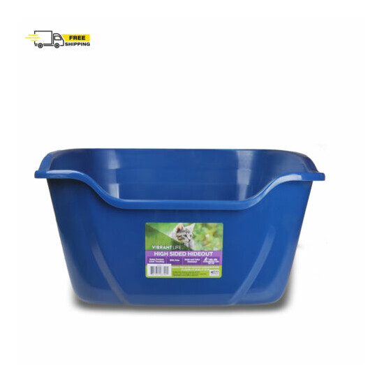 Vibrant Life High Sided Hideout Cat Litter Box, Blue FREE SHIPPING+BEST PRICE image {1}