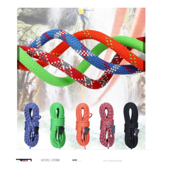 10m Static rope climbing rope rappelling rope outdoor climbing rope rescue rope image {1}