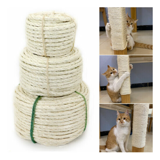 33/66/164ft Natural Sisal Rope for Cat Scratcher Pet Cat Tree Cradle Bed Protect image {1}