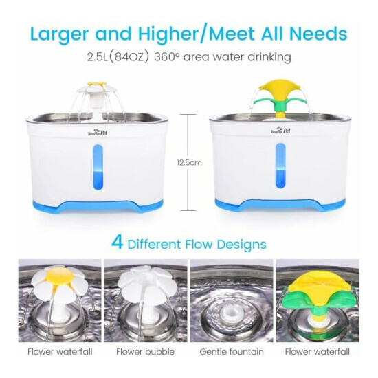 2.5L Cat Water Dispenser Fountain Dog Pet LED Auto Drinking Bowl Triple Filters image {2}
