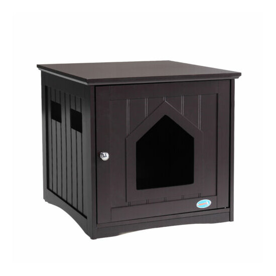 Wooden Cat Home and Litter Box Furniture Enclosure w/Pentagonal Hole 4 Vents image {1}