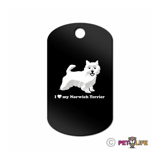 I Love My Norwich Terrier Engraved Keychain GI Tag dog Many Colors image {1}