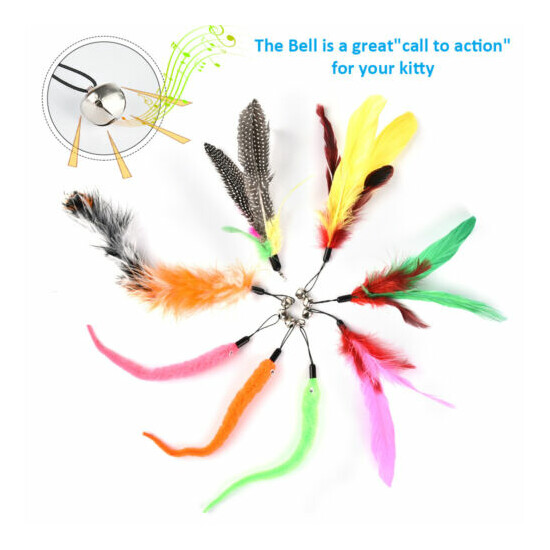 Pet Interactive Toy Funny Cat Toy Set Telescopic Stick Replacement Feather Bell image {4}