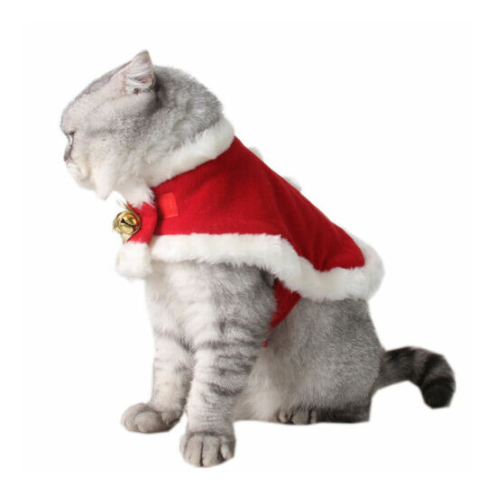 Allacki Pet Christmas Cloak Cat Adjustable Warm Xmas Costume Red Dog Scarf image {3}