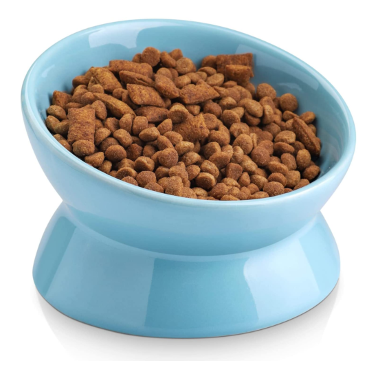 Nucookery Ceramic Cat Food Bowl Elevated,Raised Tilted Cat Bowl anti Vomiting, S image {1}
