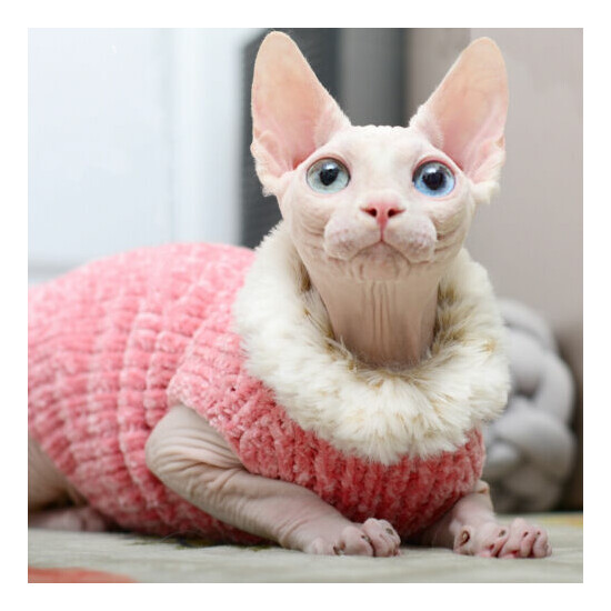 Sphynx Cat Sweater Jumper Waistcoat Clothes Faux Fur Pet Costume Polyester XS-XL image {3}