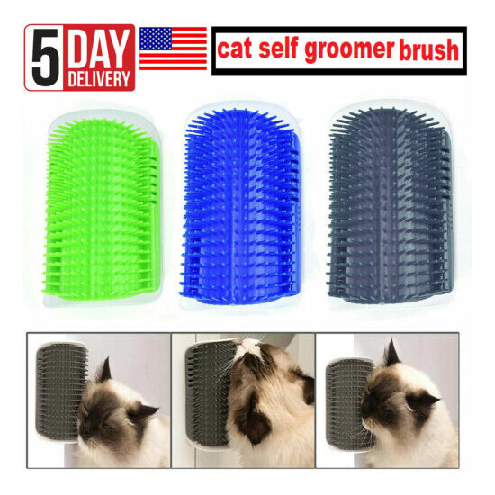 Grooming Catnip Pet Self Groomer With Wall Cat Brush Corner Massage Comb New Toy image {1}